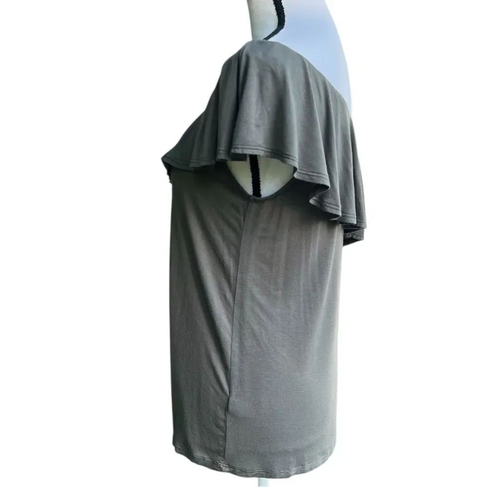Cold-Shoulder Ruffle Top - Olive - Picture 4 of 8